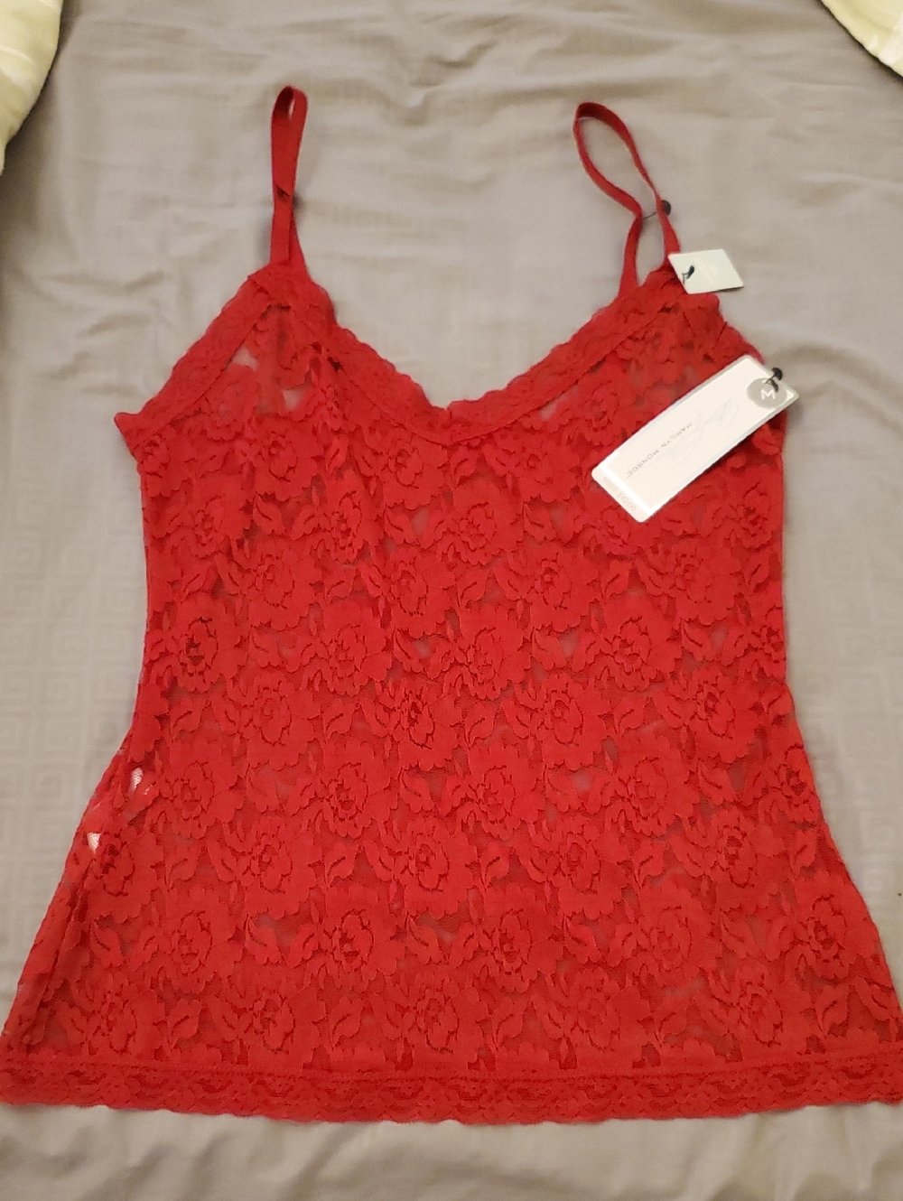 Marilyn Monroe Red Lace Bralette with Floral Pattern